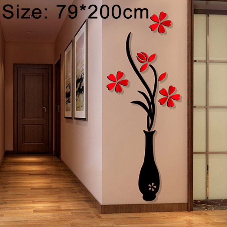 Creative Vase 3D Acrylique Stéréo Stickers Muraux TV Fond Mur