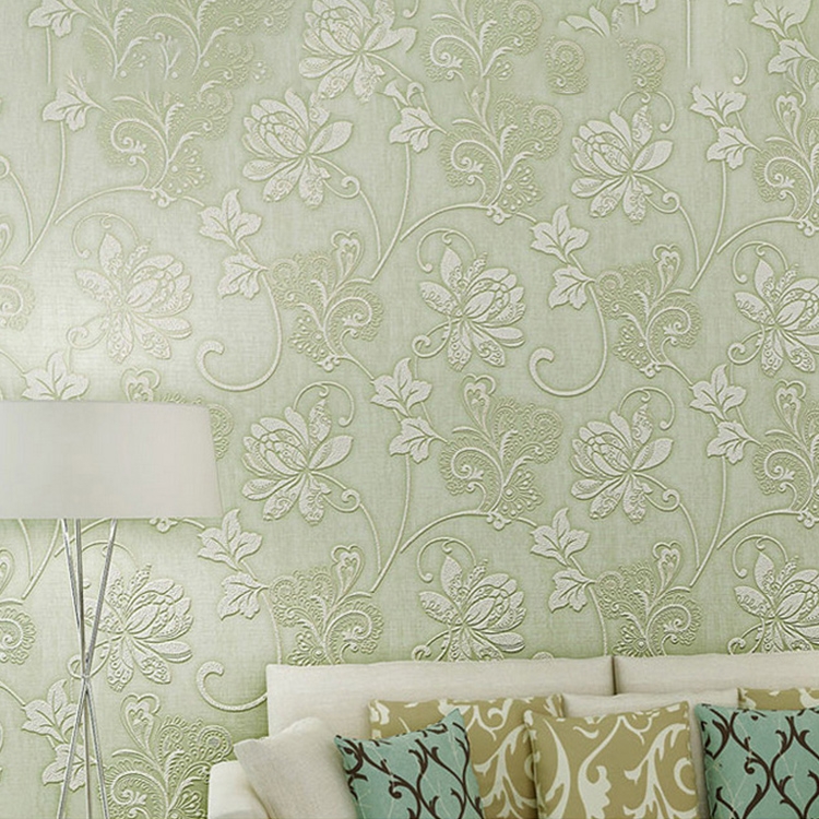 European Pastoral Stereo 3D Embossed Nonwoven Wallpaper Bedroom Living