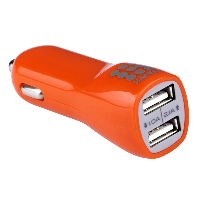 HAWEEL General 1A + 1A Dual USB Ports Car Charger(Orange)