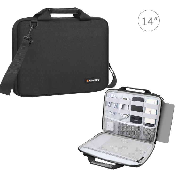 HAWEEL 14.0 inch-15.0 inch Briefcase Crossbody Laptop Bag For Macbook, Lenovo Thinkpad, ASUS, HP(Black)