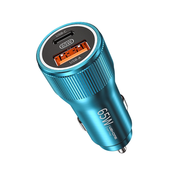 WK WP-C31 Flash Series 65W USB USB-C Type-C Interface Fast Charging Car  Charger(Blue)