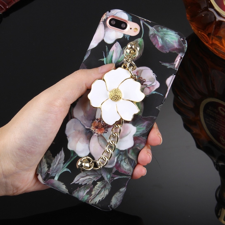 สำหรับ Iphone 8 Plus และ 7 Plus Water Decals ภาพวาดสีน้ำมัน Retro รูปแบบ Camellia Chain จี้ Pc 0392