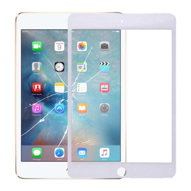 Lente de cristal exterior de pantalla frontal para iPad Mini 4 A1538 A1550  (blanco)