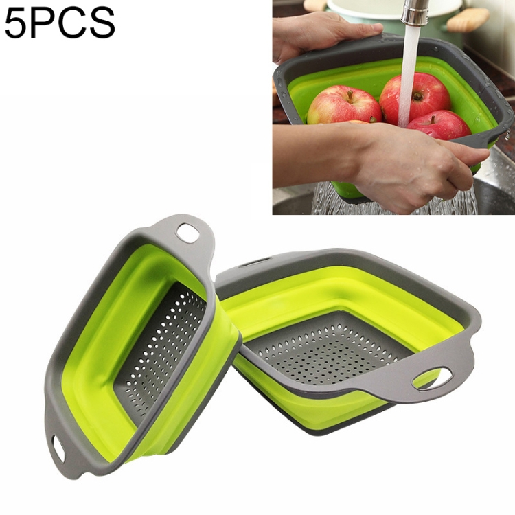 5 ensembles de panier de vidange pliable carré ensemble cuisine silicone  fruits légumes filtre rétractable, spécification