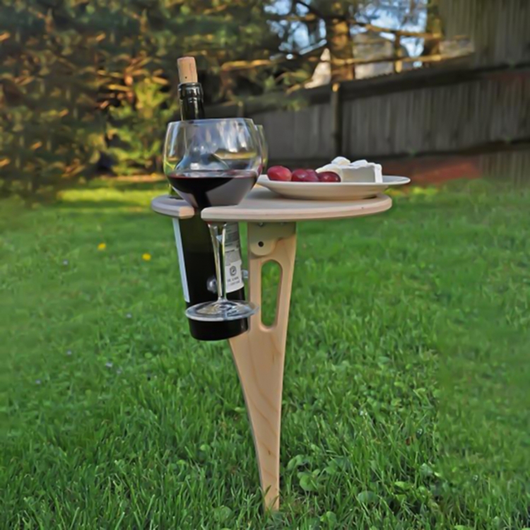 A#-Outdoor Wine Table Outdoor Wine Table with Bottle Holder Portable Folding Wine and Champagne Picnic Table Outdoor Portable Wine Table with Foldable Round Desktop 