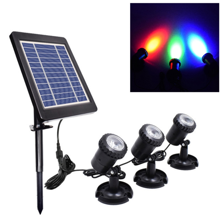 3 In 1 Red Green Blue Light Lawn Insertion Pool Diving Solar Spotlight