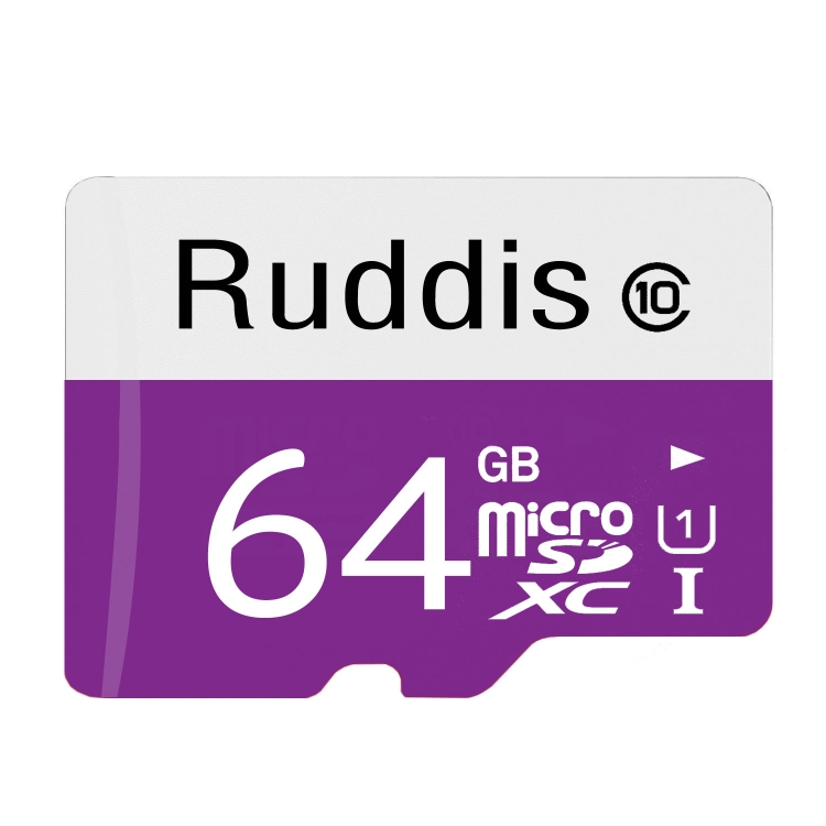 การ์ดหน่วยความจำ Ruddis 64GB ความเร็วสูง Class 10 TF / Micro SDXC UHS1