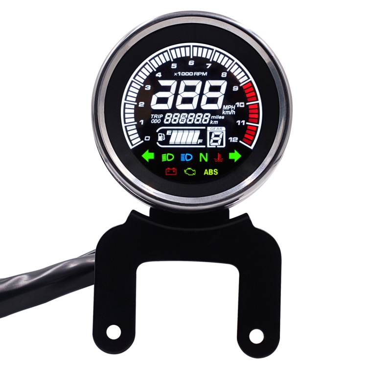 Digital Odometer Speedometer Tachometer Gauge with LED Indicator Universal Fit KIMISS Motorcycle Speedometer Silver 