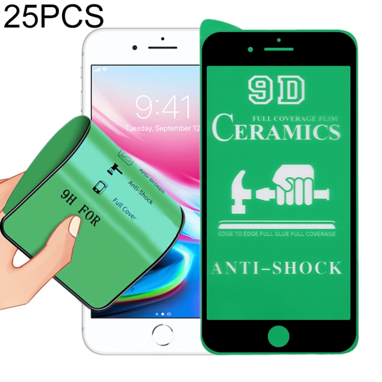 25 PCS 2.5D Full Glue Full Cover Ceramica Film per iPhone 8/7 (nero)