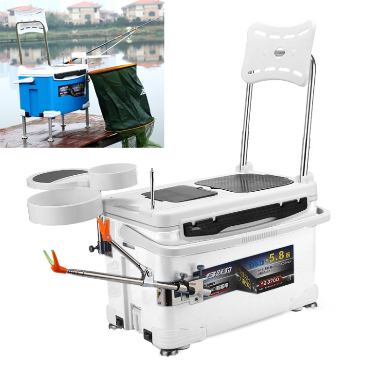 Multifunction Fishing Box Chair with Bait Tray & Umbrella Stand