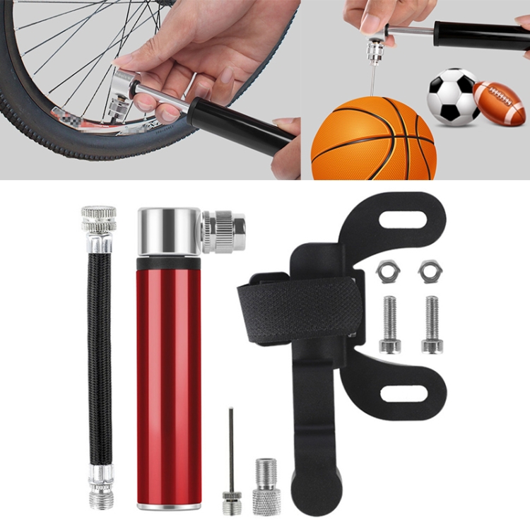 Pompa manuale in lega di alluminio per bicicletta portatile mini (rossa)