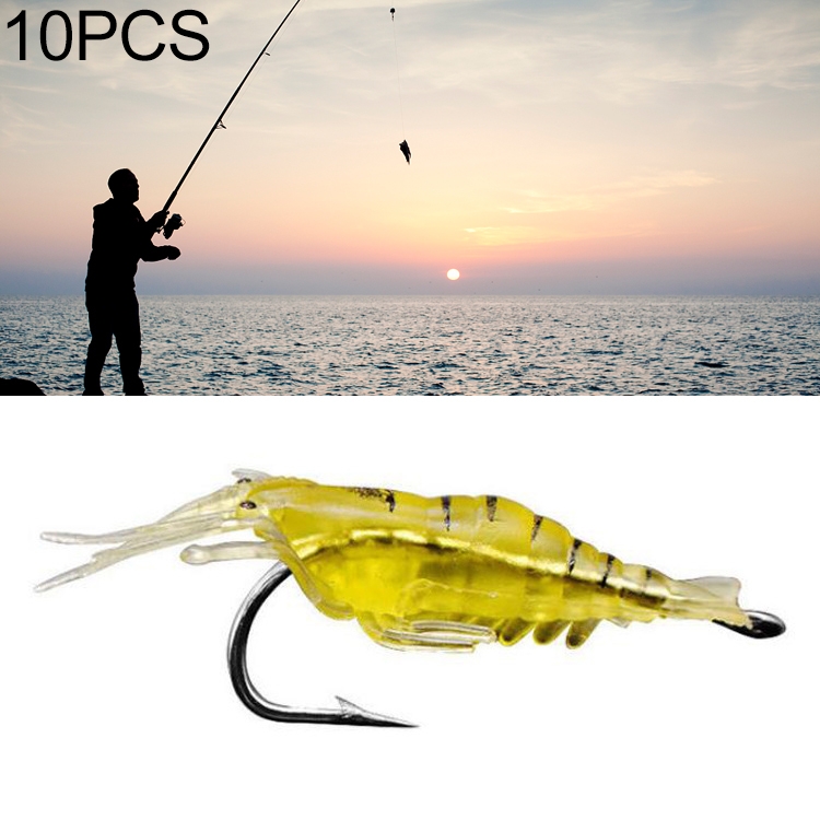 10 PCS 4cm Fishing Soft Artificial Shrimp Bait Lures Popper Poper Baits  with Hook