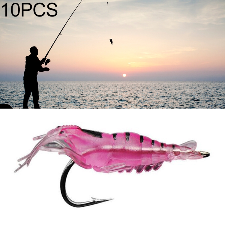 10 PCS 4cm Fishing Soft Artificial Shrimp Bait Lures Popper Poper Baits  with Hook(Pink)