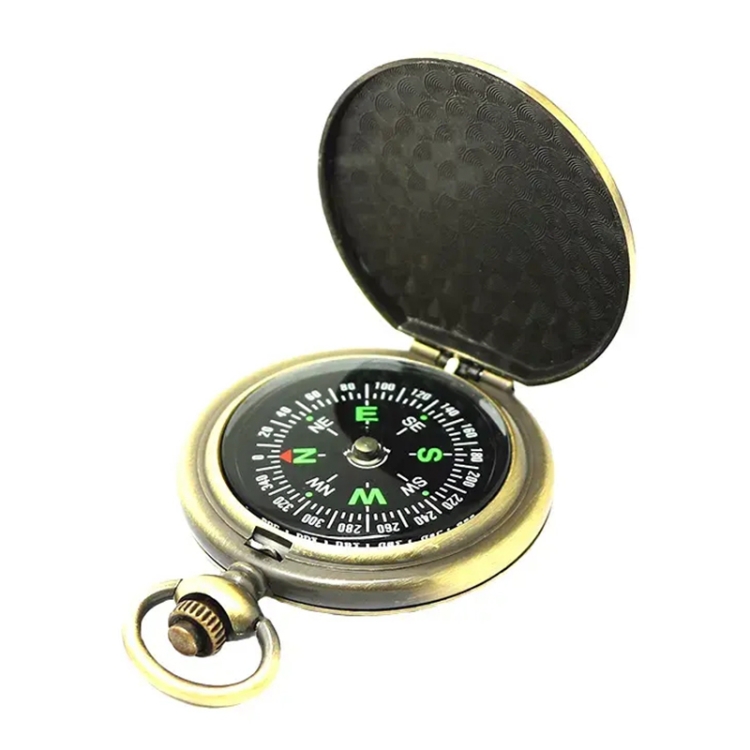 Boussole de montre de poche à rabat en métal vintage Nisa J35A