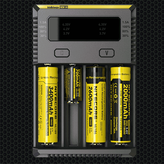 i4 Intelligent Li-ion/NiMH 18650/26650/AA/AAA Battery Charger 4 Output 