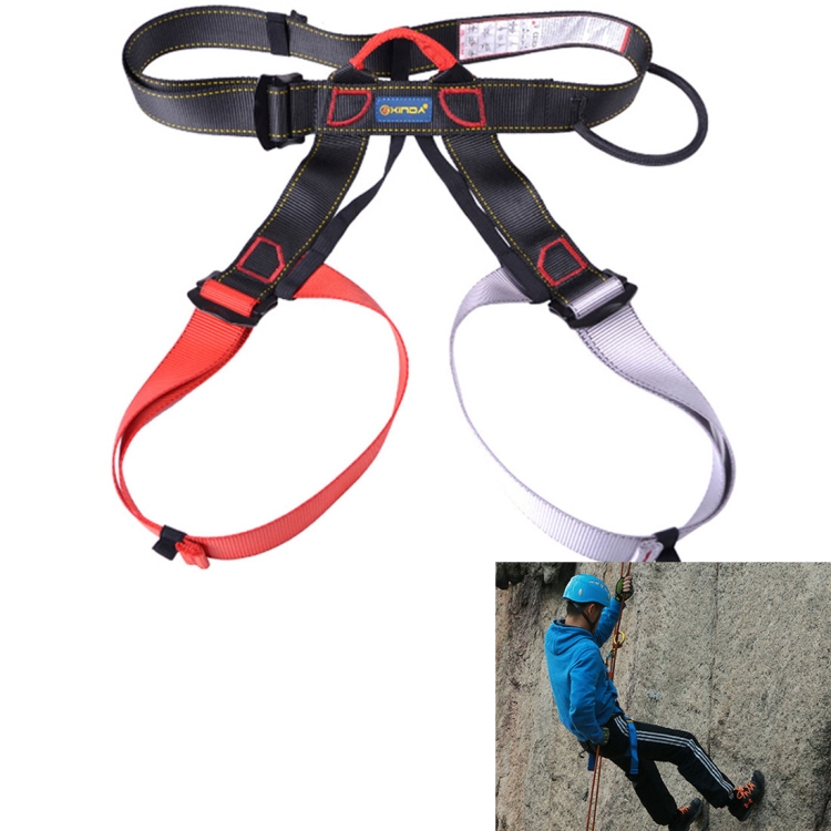 Climbing Harness Safe Seat Belt for Rock High Level Caving Climbing  Adjustable Rappelling Equipment Half Body Guard Protect(Red)