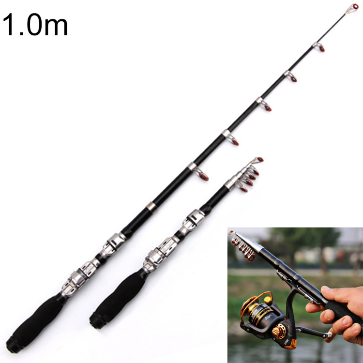 30cm Portable Telescopic Sea Fishing Rod Mini Fishing Pole, Extended Length  : 1.0m, Black Clip Reel