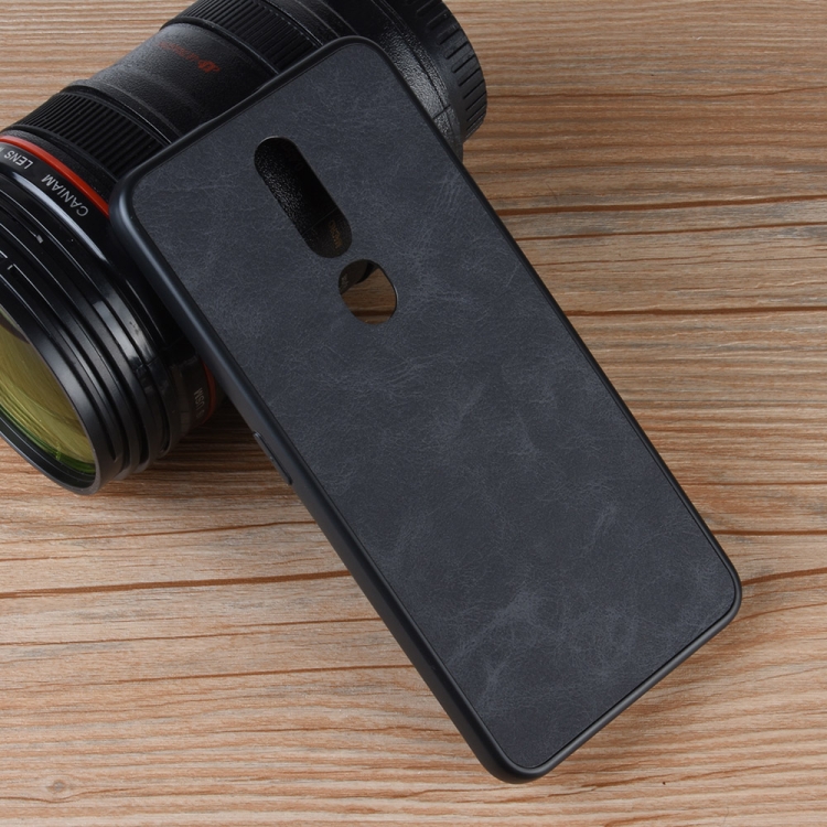 Custodia OnePlus 7 Pro Nero - Cover Retro in Finto Cuoio con Stand