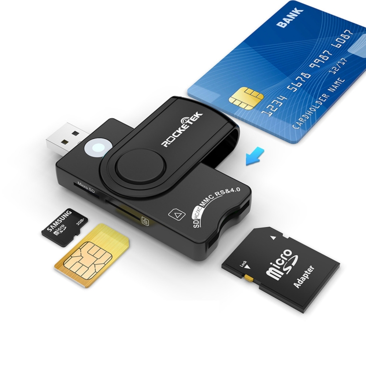 ROCKETEK CR310 USB 3.0 + carte TF + carte SD + carte SIM + lecteur de