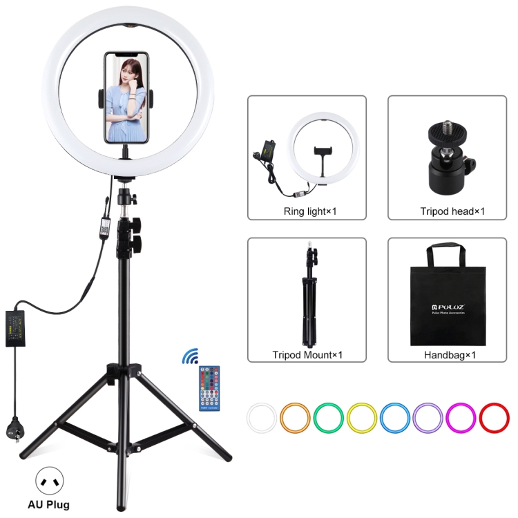 Luz de video LED para cámara, kit de iluminación de fotografía RGB (2  paquetes) con soporte de trípode ajustable, control remoto, regulable 6500  K
