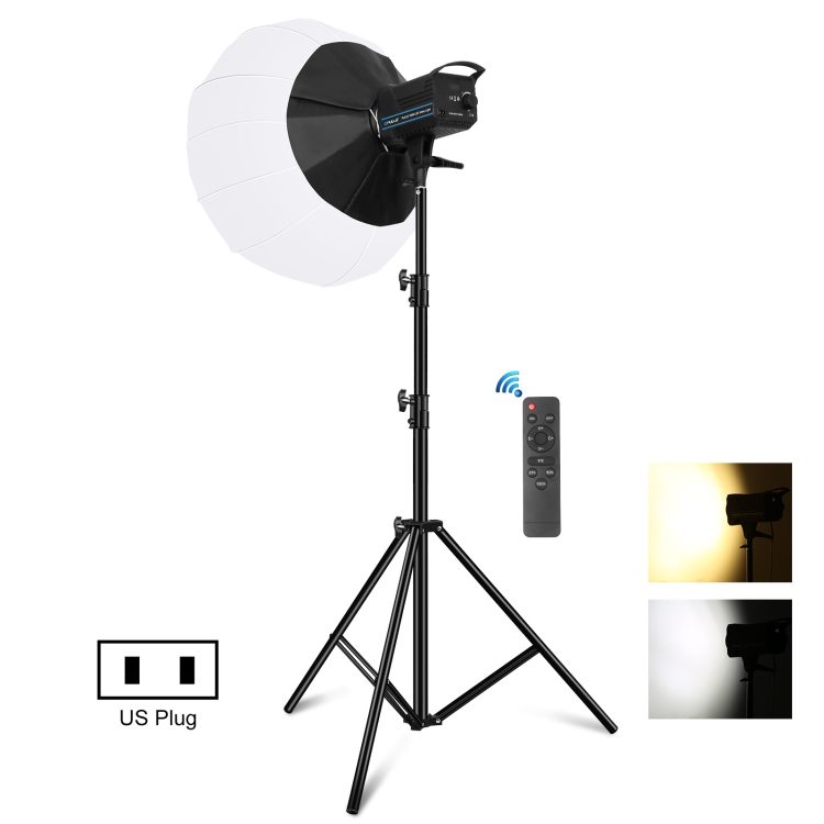 PULUZ 220V 150W 3200K-5600K Studio Video Light + 2.8m Light Holder + 65cm  Foldable Lantern Softbox Photography Kit(US Plug)