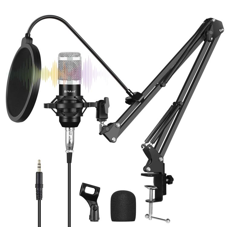 Audio-Technica AT2020 - Brazo de brazo de micrófono con parabrisas de  espuma, soporte de brazo de tijera de suspensión con tapa de filtro pop  para