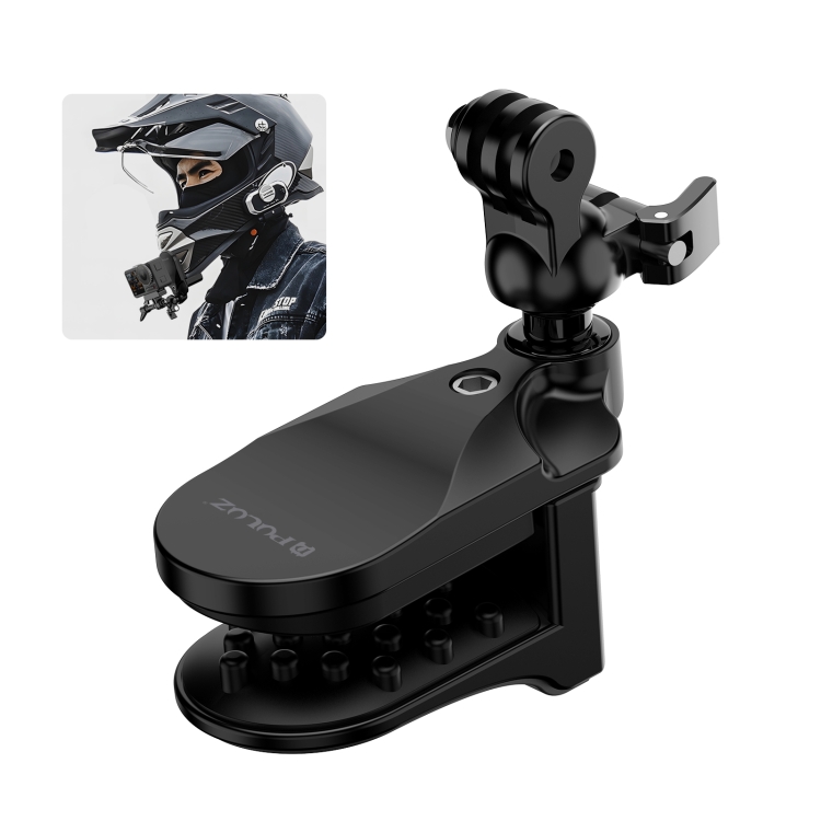 PULUZ Supporto per morsetto per casco da motociclista per GoPro e altre  action cam (nero)