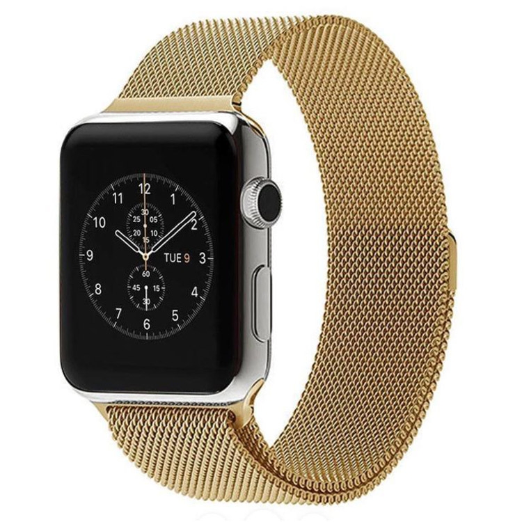 For Apple Watch 38mm Milanese Loop Magnetic Stainless Steel Watch Band Gold