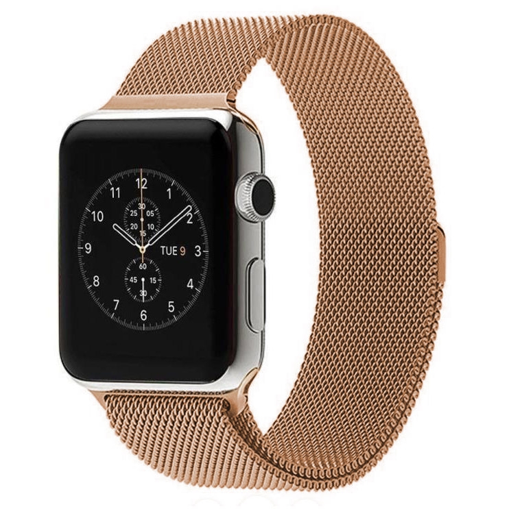 Apple Watch Band with Case 38mm, Stainless Steel Mesh Milanese Loop with  Adjustable Magnetic Closure for Apple Watch Series 3 2 1, Gold 