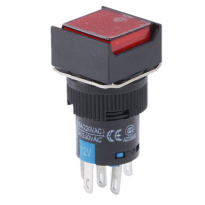 Interrupteur poussoir à bouton carré de bricolage avec verrouillage et  indicateur LED, DC 24V (rouge)