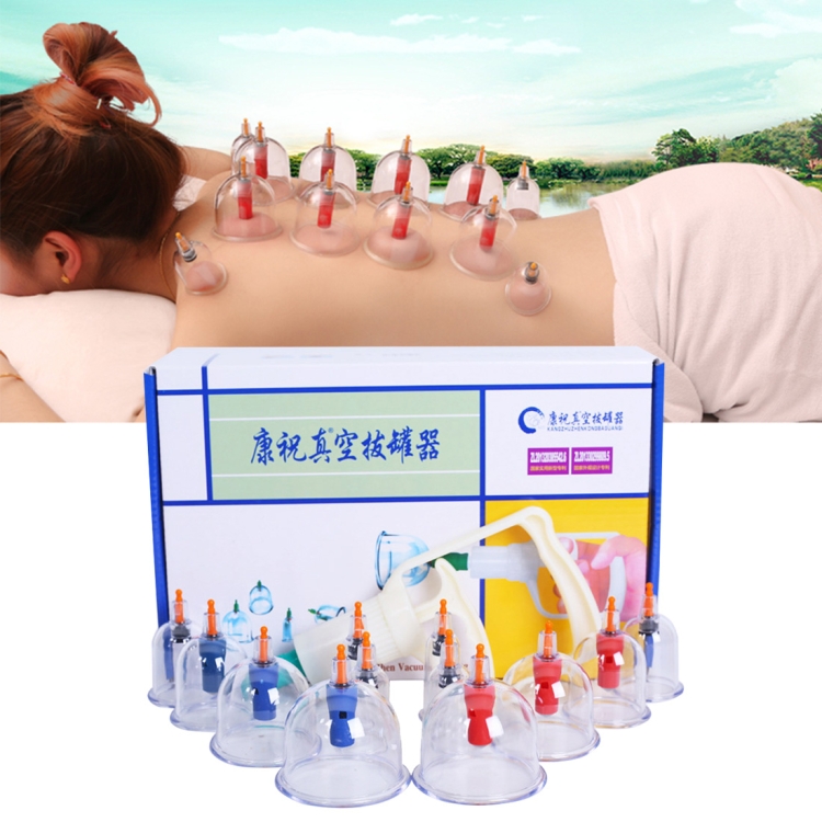 12 컵 부항 장치 세트 다목적 중국 전통 부항 요법 장치 (베이지)