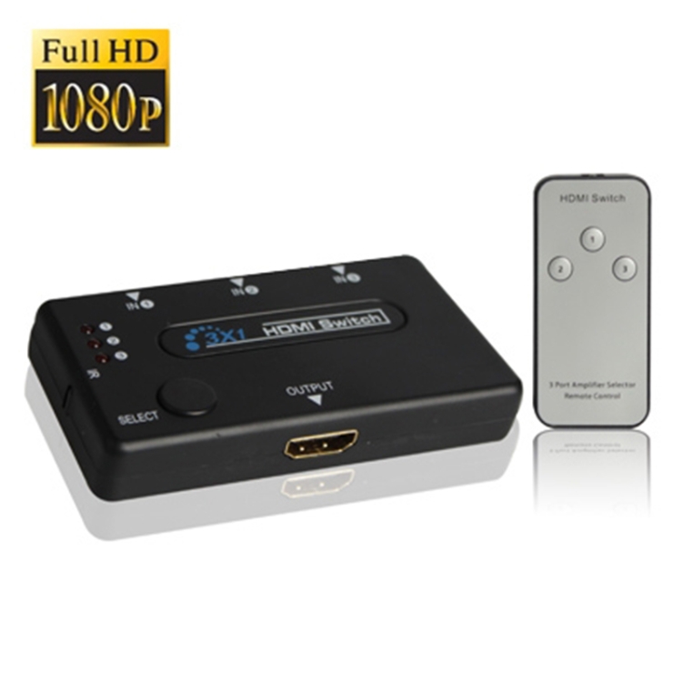 3-Port HDMI Switch w/ Remote (1080p)