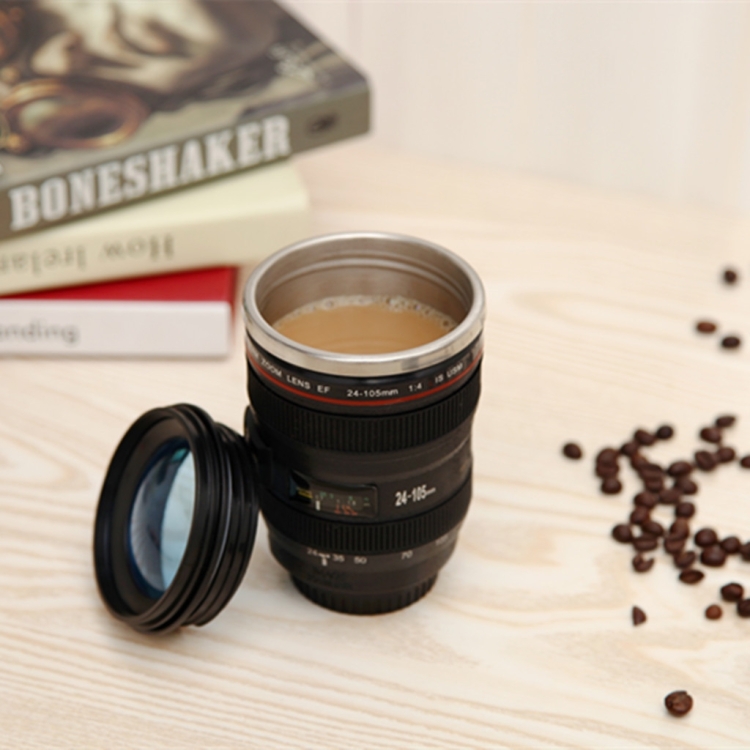 400ml Black SLR Camera Lens Cup Coffee Tea Mug Caniam Thermos Juice Cup a Hot