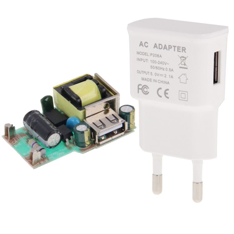 P208 5V 2.1A USB Charge Power Adapter(EU Plug)