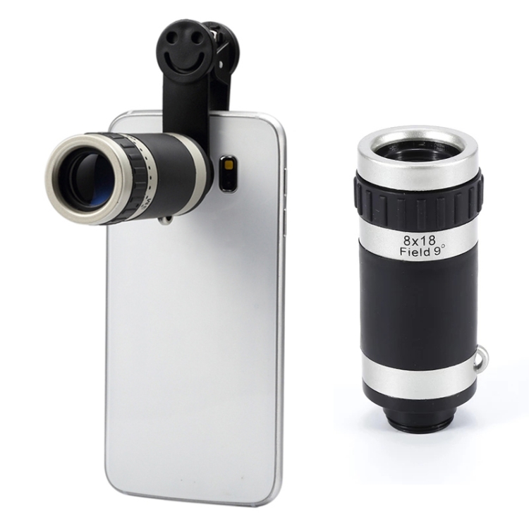 Universal 8x Zoom Telescope Telephoto Camera Lens with Smile Clip