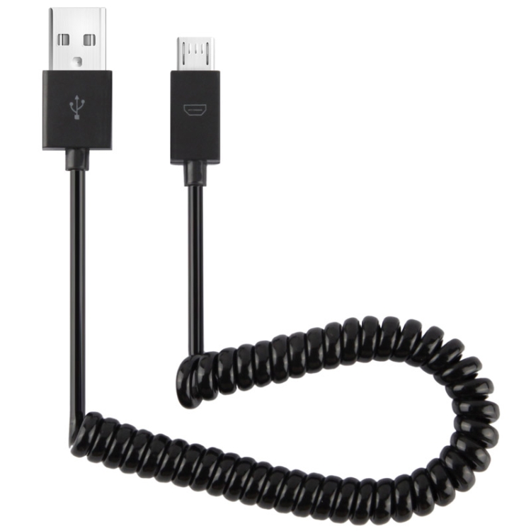 Micro USB Data Sync Charger Coiled Cable, Length: 27.5cm (can be