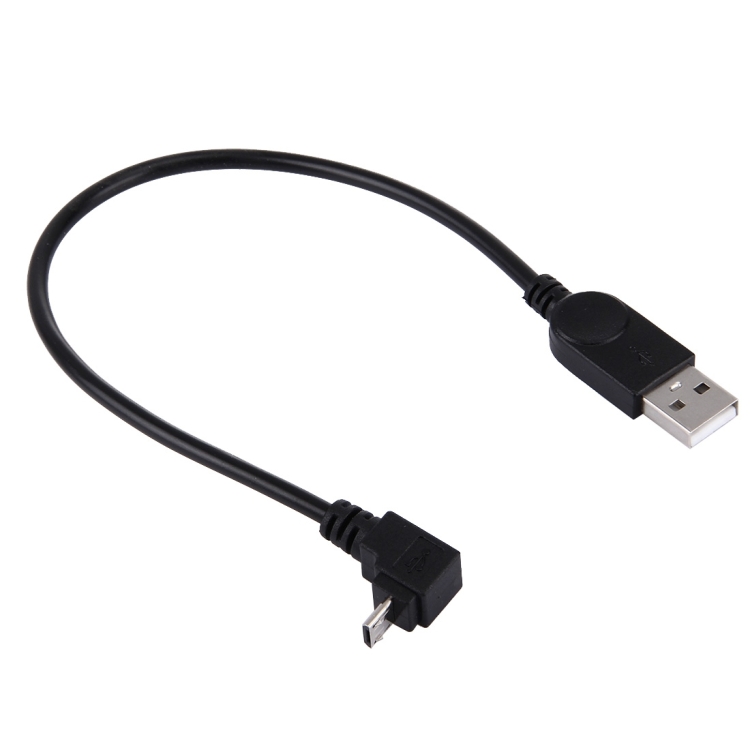 Cabo de carregamento / dados micro USB para cotovelo com ângulo de 90 graus  de 28 cm de 90 graus para USB