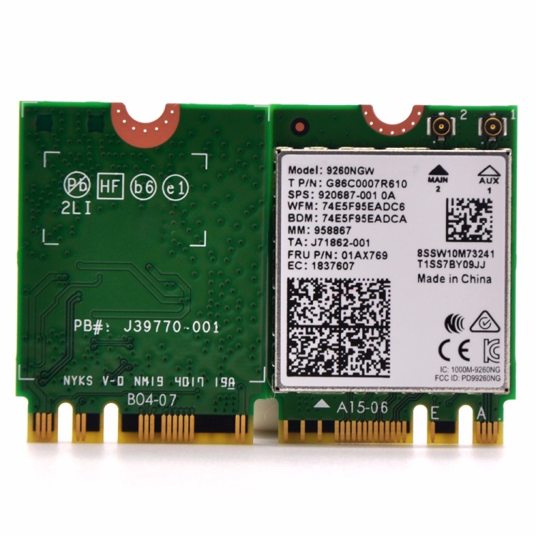 Interface Cards & Controllers - 9260NGW Wireless-AC Dual Band 802.11ac ...