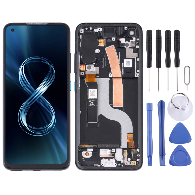 适用于Asus Zenfone 8 ZS590KS 原装液晶触摸总成带框AMOLED材质(颜色：