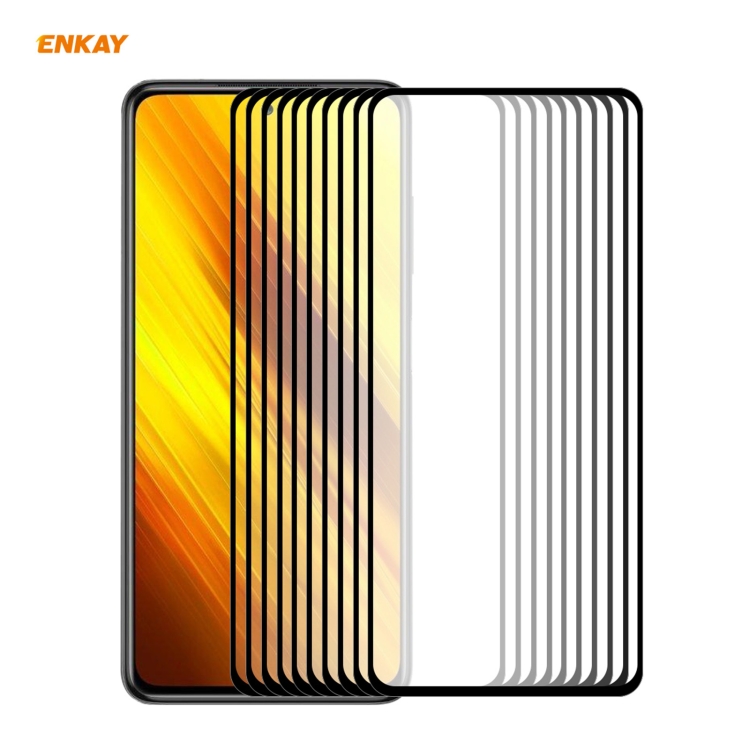 Per Xiaomi Poco X3 / X3 NFC 10 PCS ENKAY Hat-Prince Full Glue 0.26mm 9H