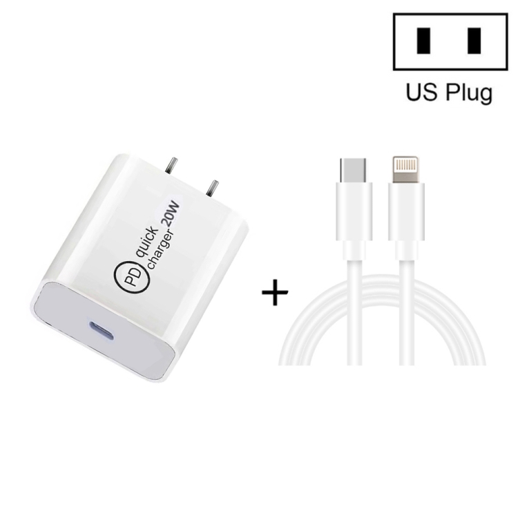 Chargeur Rapide 20W + Cable USB-C Lightning pour Iphone XR 6.1