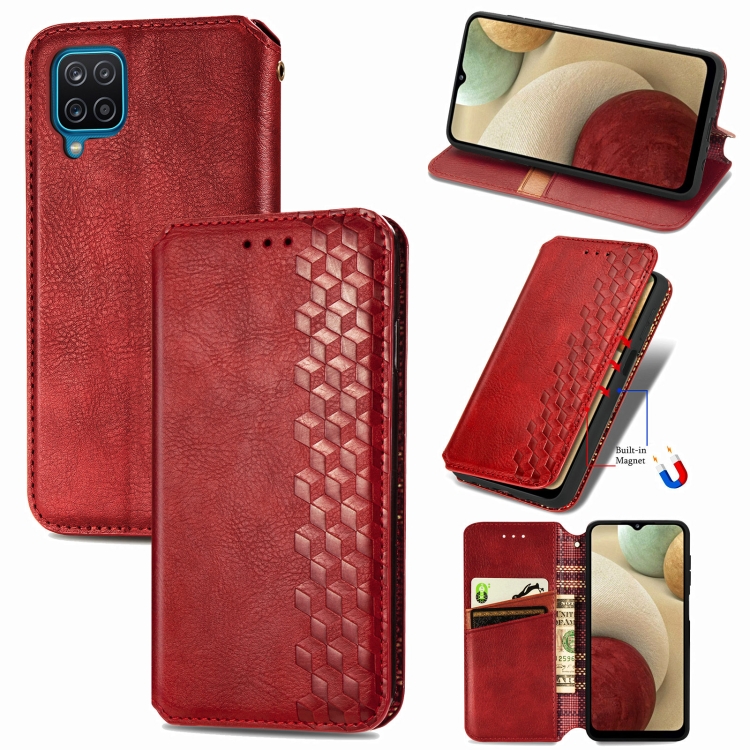 For Samsung Galaxy M54 5G, Fashion 3D Grid Wallet Flip Leather