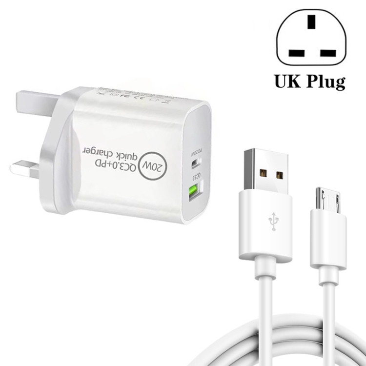 Cargador USB Quick Charge 30 de 18 W Dual con cable Micro-USB