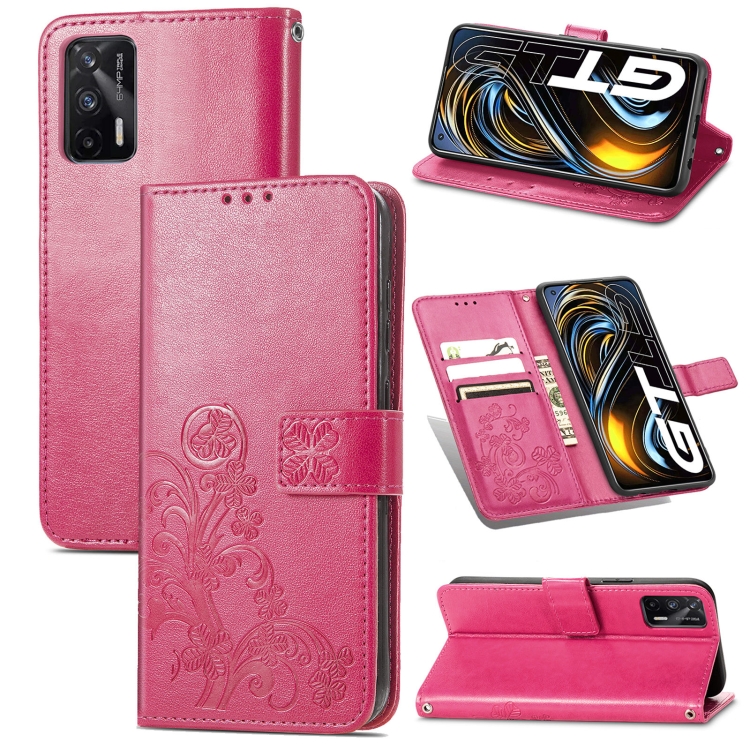 BellaCase Custodia A Portafoglio Con Staffa Per Oppo Realme C3 - Pelle PU E TPU - Colore Rosso Rosa, Funzione Multi-slot