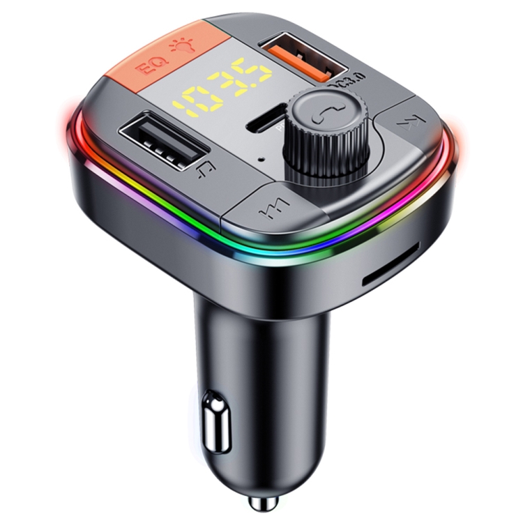 T832 Car Bluetooth FM Transmitter Colorful Light MP3 Player Powerful Quick  Charger QC3.0