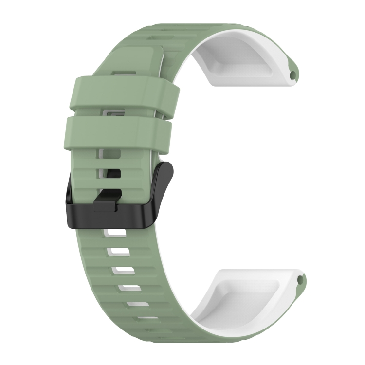 For Garmin Fenix 3 Sapphire 26mm Silicone Mixing Color Watch Band(Light  Green+White)