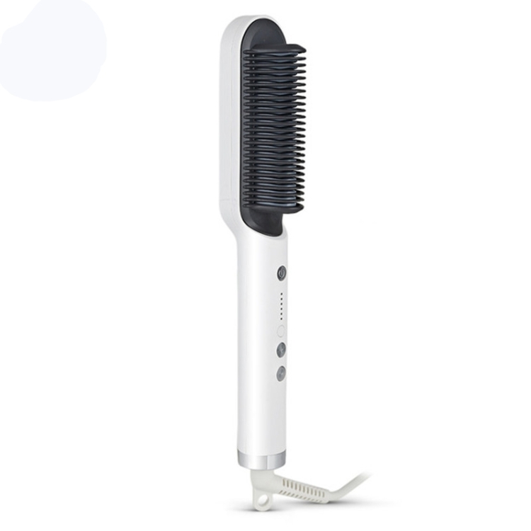 K-SKIN KD380 Hair Straightener Electric Straight Hair Curler Comb Brush PTC  Heating Ceramic Straight Hair Brush, UK Plug (White)