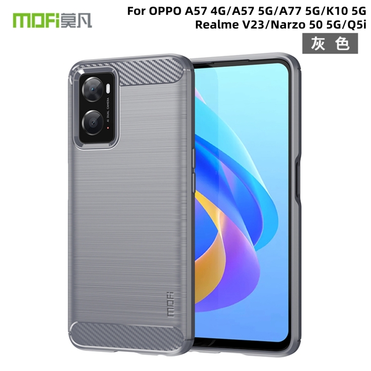For OPPO A57 4G / A57 5G / A77 5G MOFI Gentleness Series Brushed Texture  Carbon Fiber Soft TPU Case(Gray)