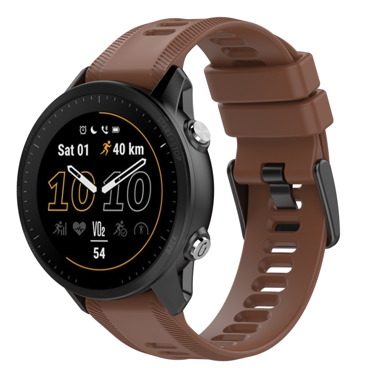 For Garmin Fenix 5 22mm Solid Color Silicone Watch Band Coffee Color