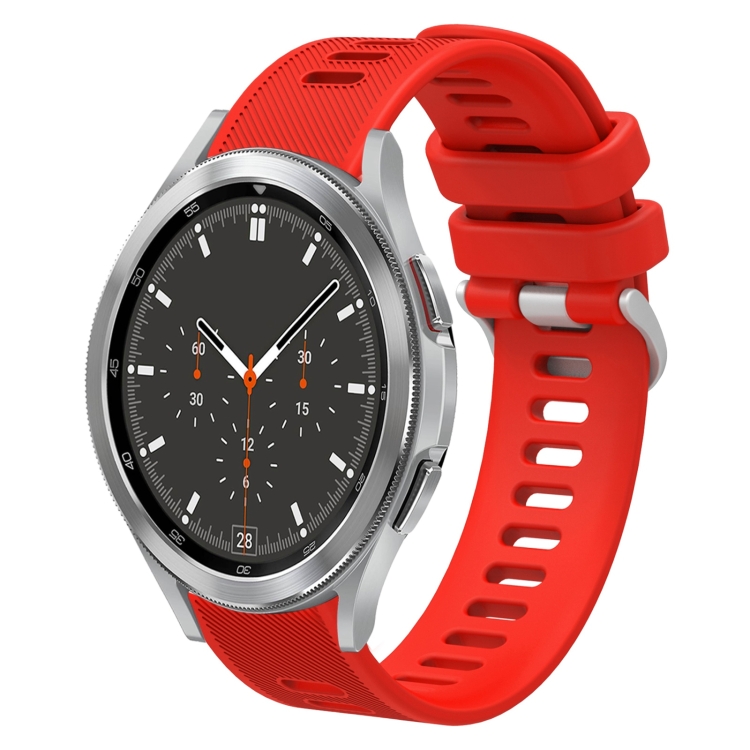 For Samsung Galaxy Watch4 Classic 46mm 20mm Twill Solid Color Silicone  Watch Band(Red)
